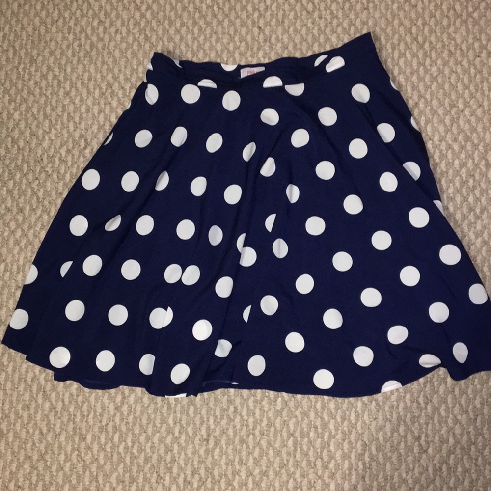 White and Blue Polka Dotted Skirt